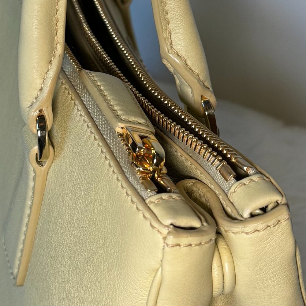 Prada Yellow Leather "Galleria" Top Handle Shoulder Bag w/ Detachable Crossbody - Picture 5 of 8